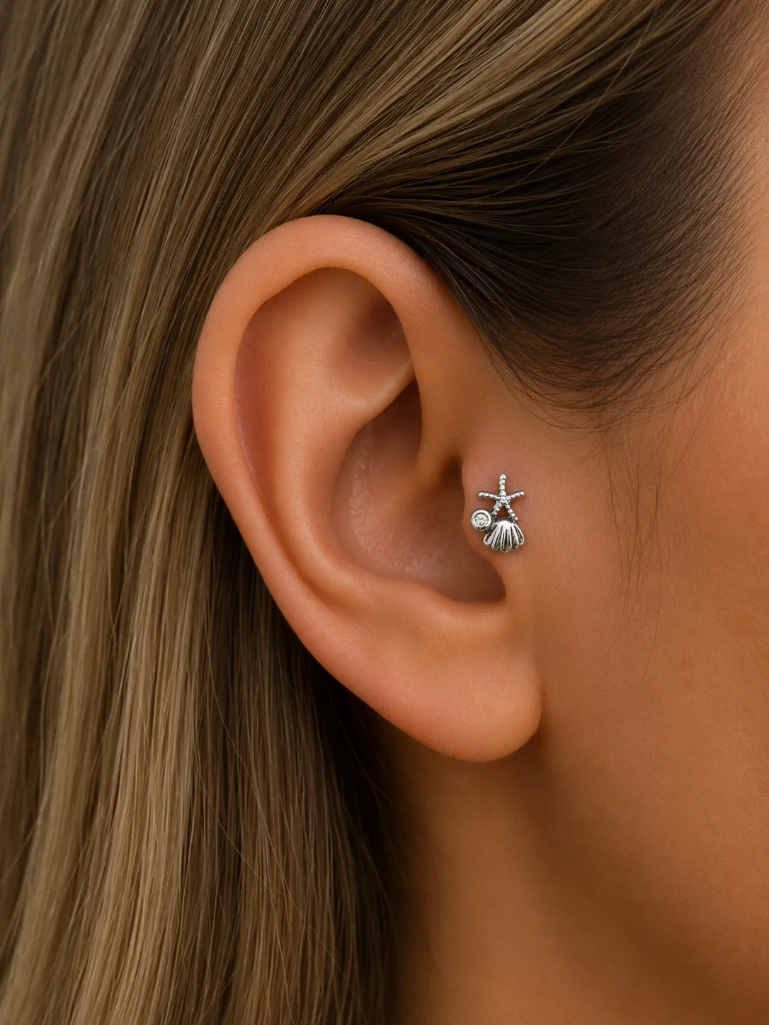 925 Ayar Gümüş Kadı Tragus Küpe